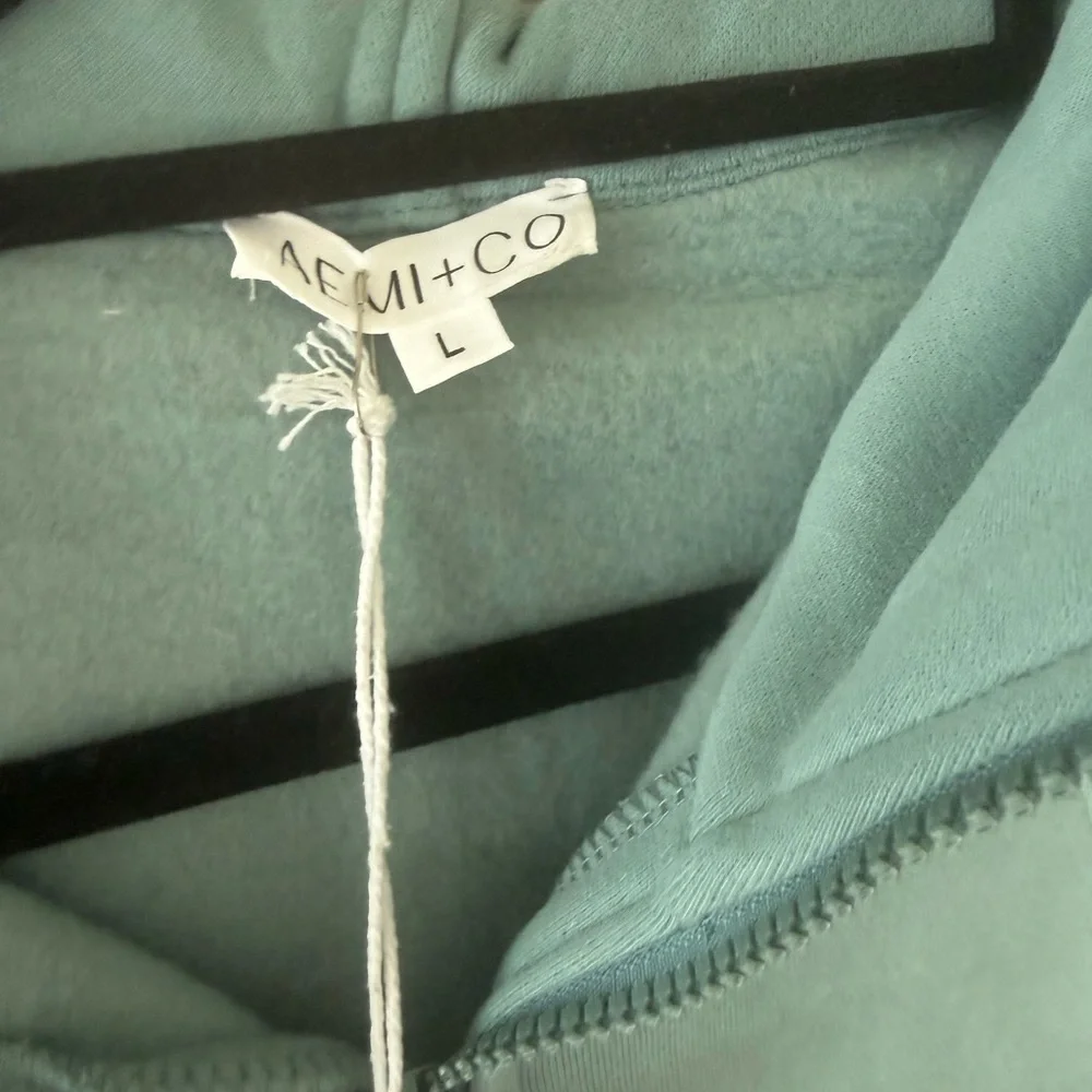 Women's Quarter-Zip Hoodie Sweatshirt in Light Teal - Picture 4 of 4